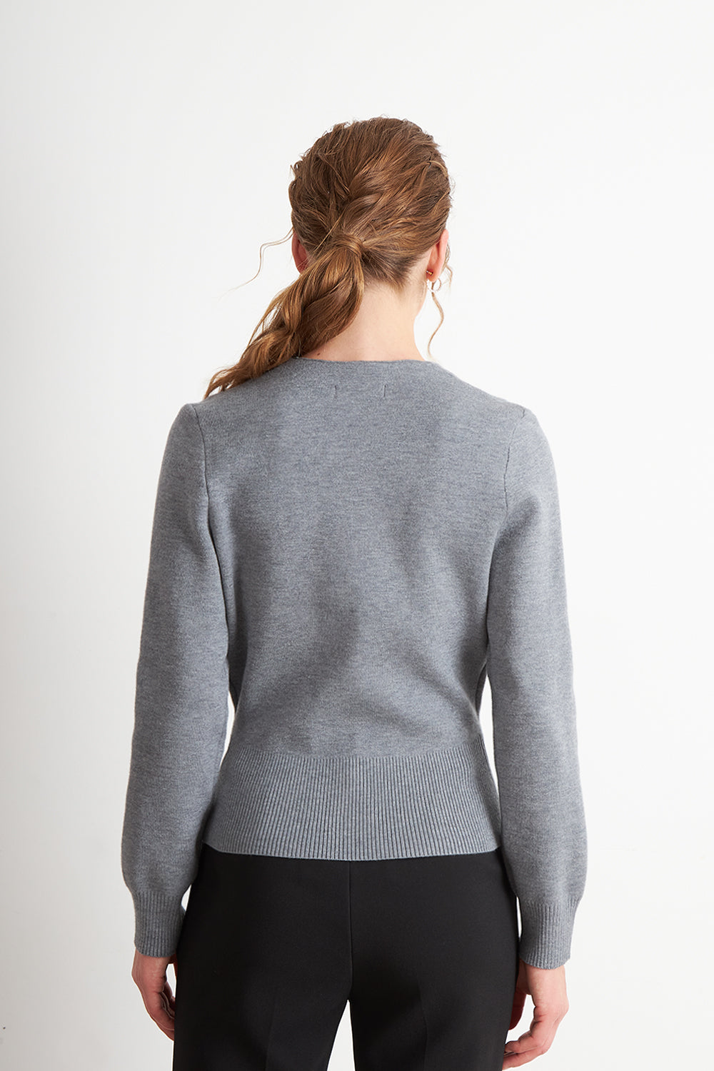 Cárdigan Cruzado con Botón Gris