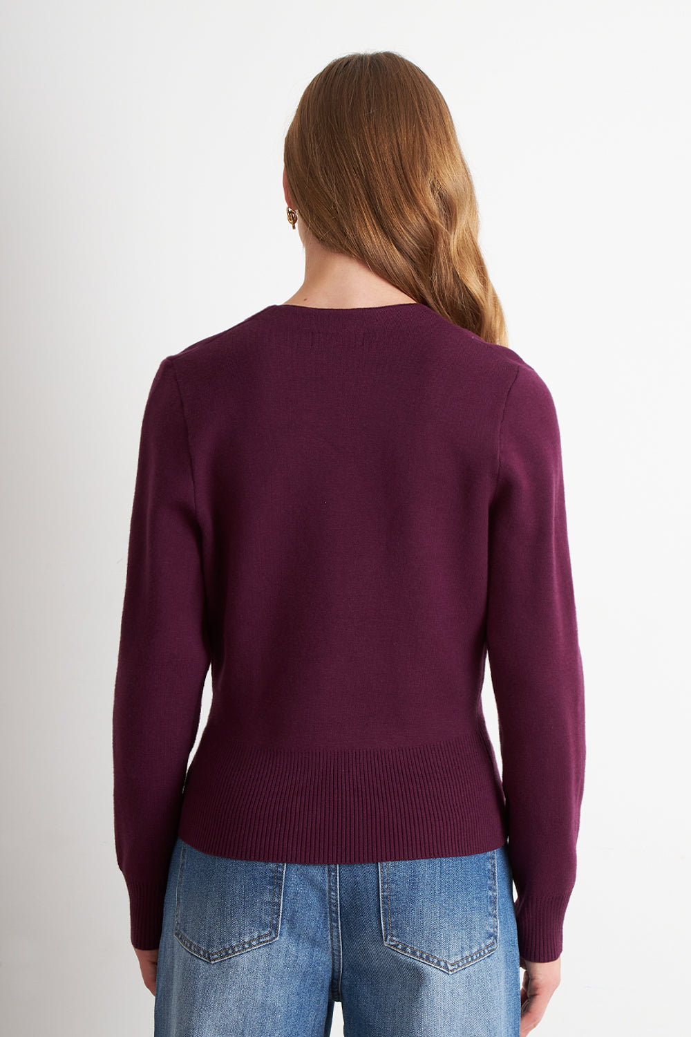 Cárdigan Cruzado con Botón Dorado Morado