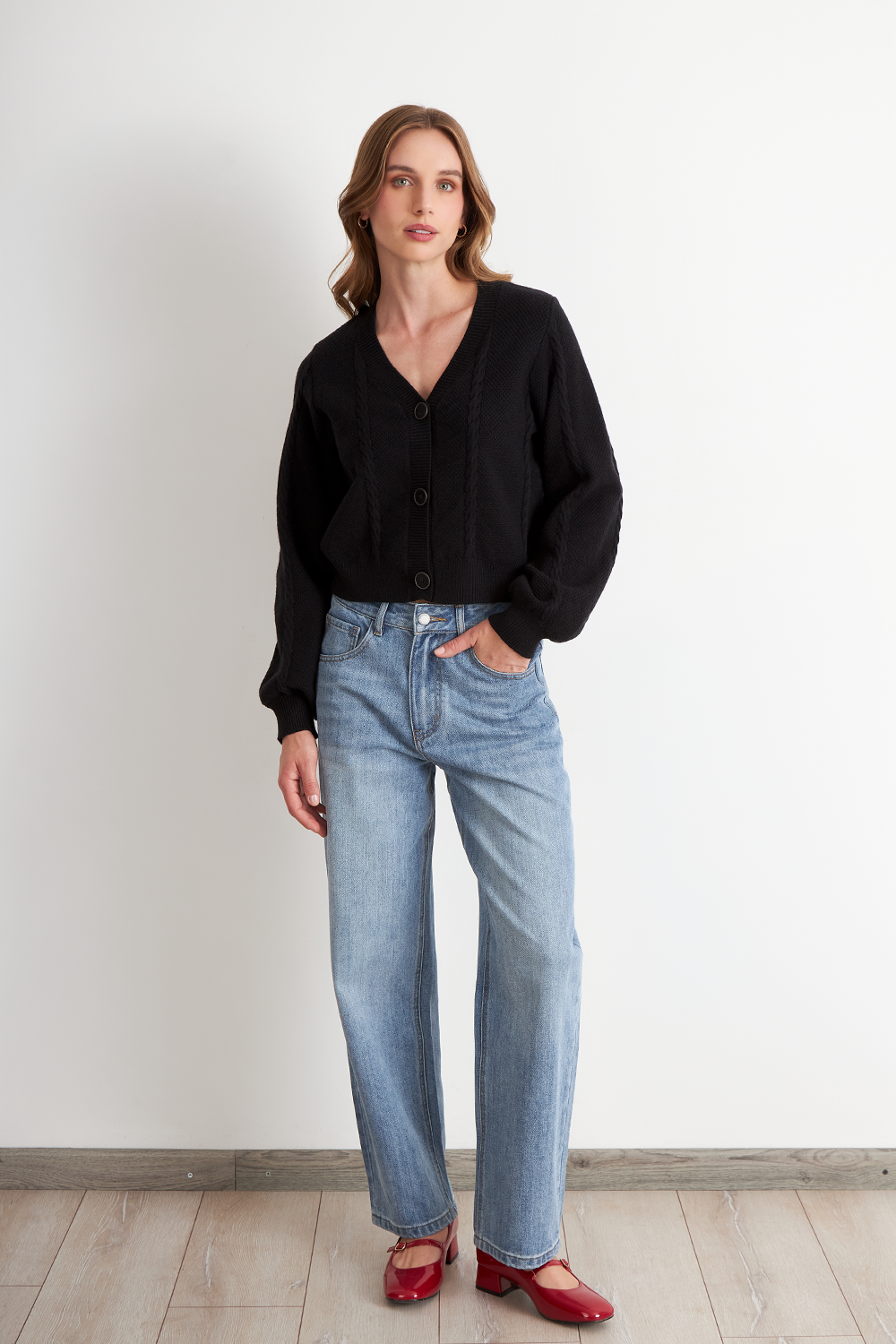 Cárdigan Diseño Trenzado Negro