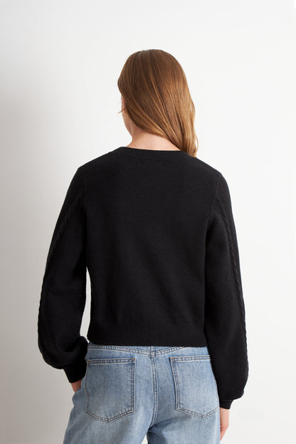 Cárdigan Diseño Trenzado Negro