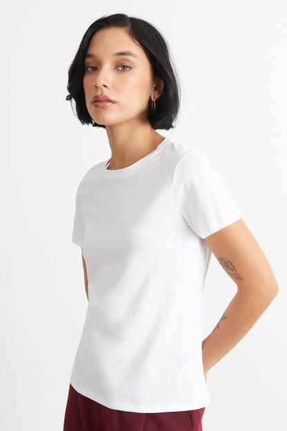 Polera Básica Cuello Redondo Blanco