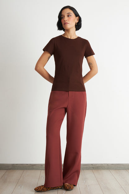 Polera Básica Cuello Redondo Café