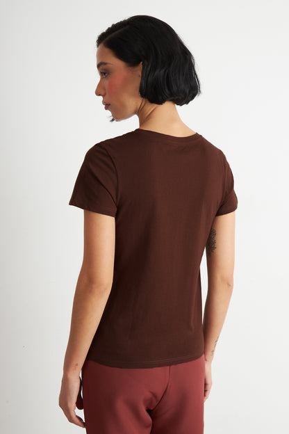 Polera Básica Cuello Redondo Café