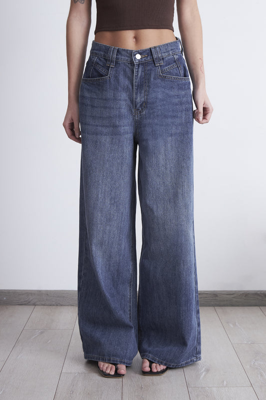 Jeans Wide Leg Ancho Azul Marino