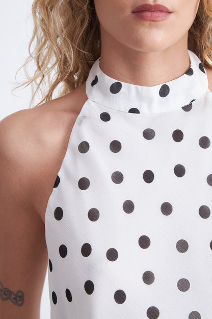 Blusa Halter Lunares Blanco
