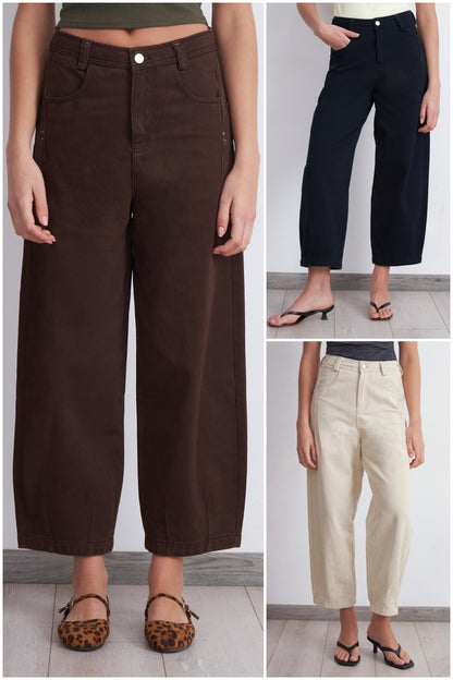 Jeans Corte Barrel Blanco