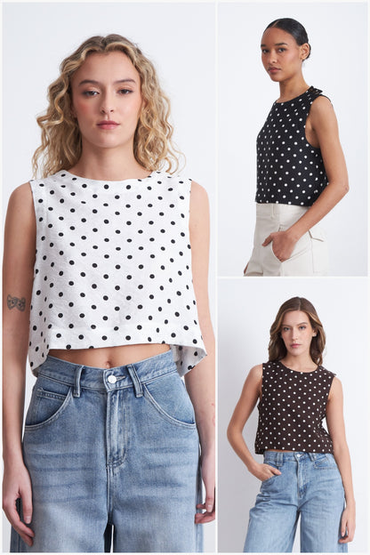 Top / Blusa Lunares con botones Blanco