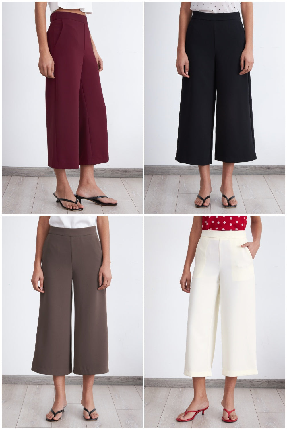 Pantalón Wide Leg Crop Café