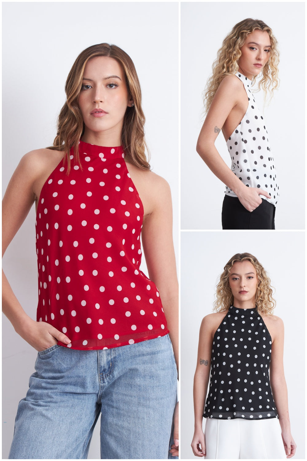 Blusa Halter Lunares Rojo