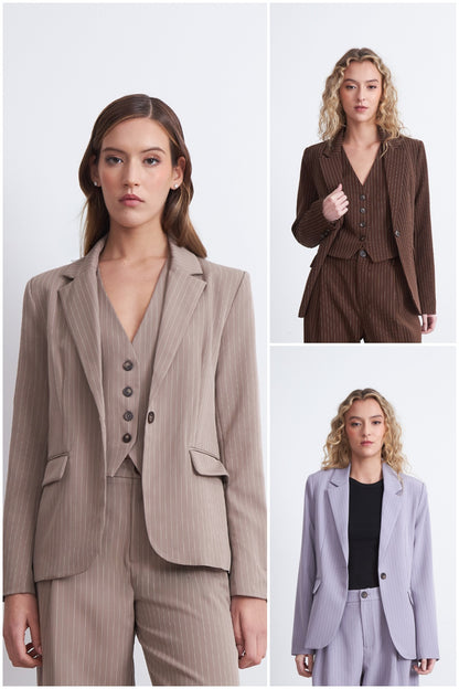 Blazer Rayas Diplomáticas Café