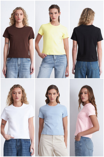 Polera Cuello Redondo Manga Corta Blanco