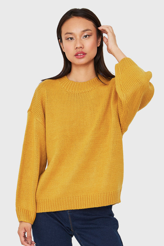 Sweater Básico Holgado Mostaza