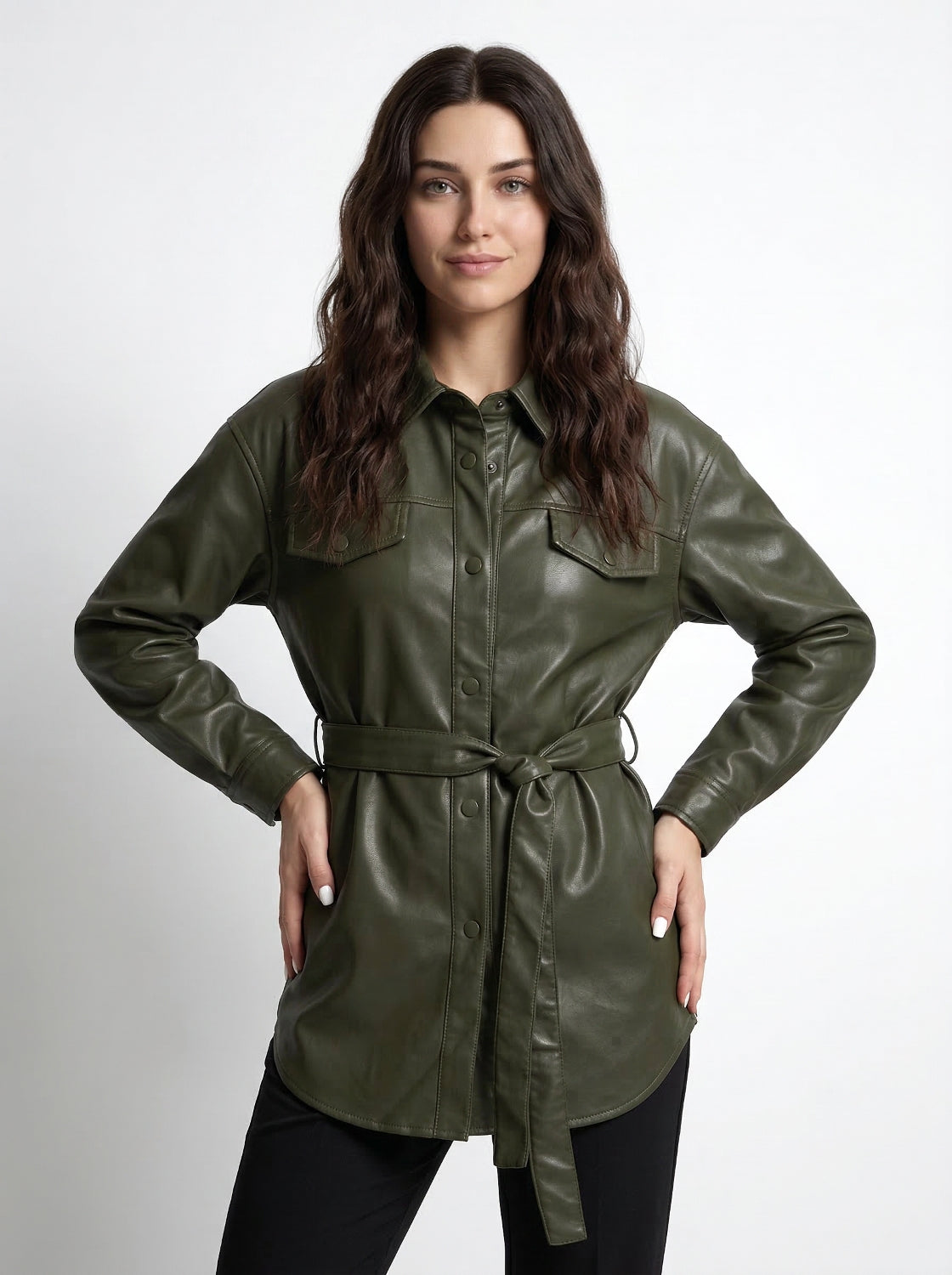 Chaqueta Lazo Ecocuero Oliva