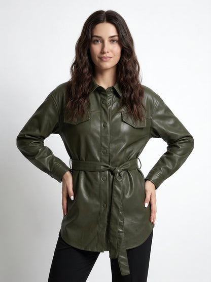 Chaqueta Lazo Ecocuero Oliva