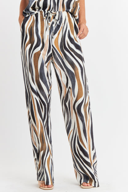 Pantalón Estampado Cebra Café