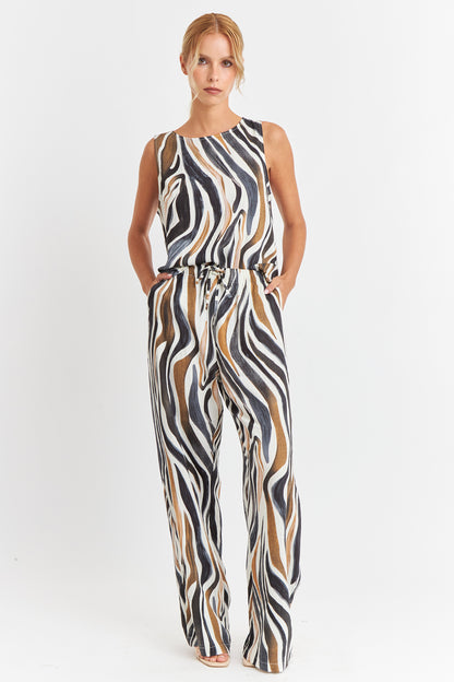 Pantalón Estampado Cebra Café