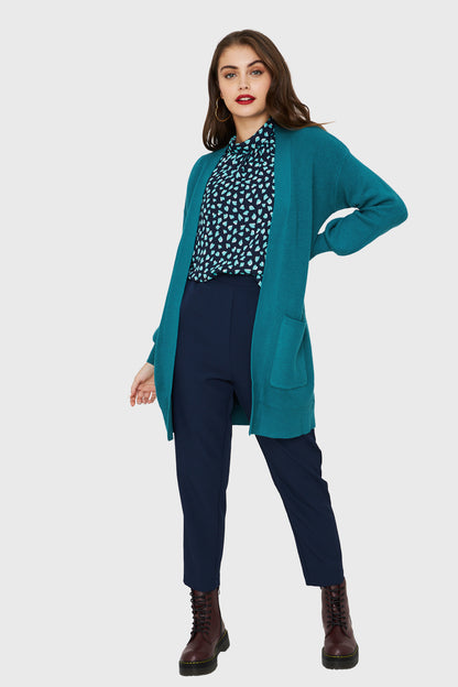 Cárdigan Bolsillos Azul Petróleo