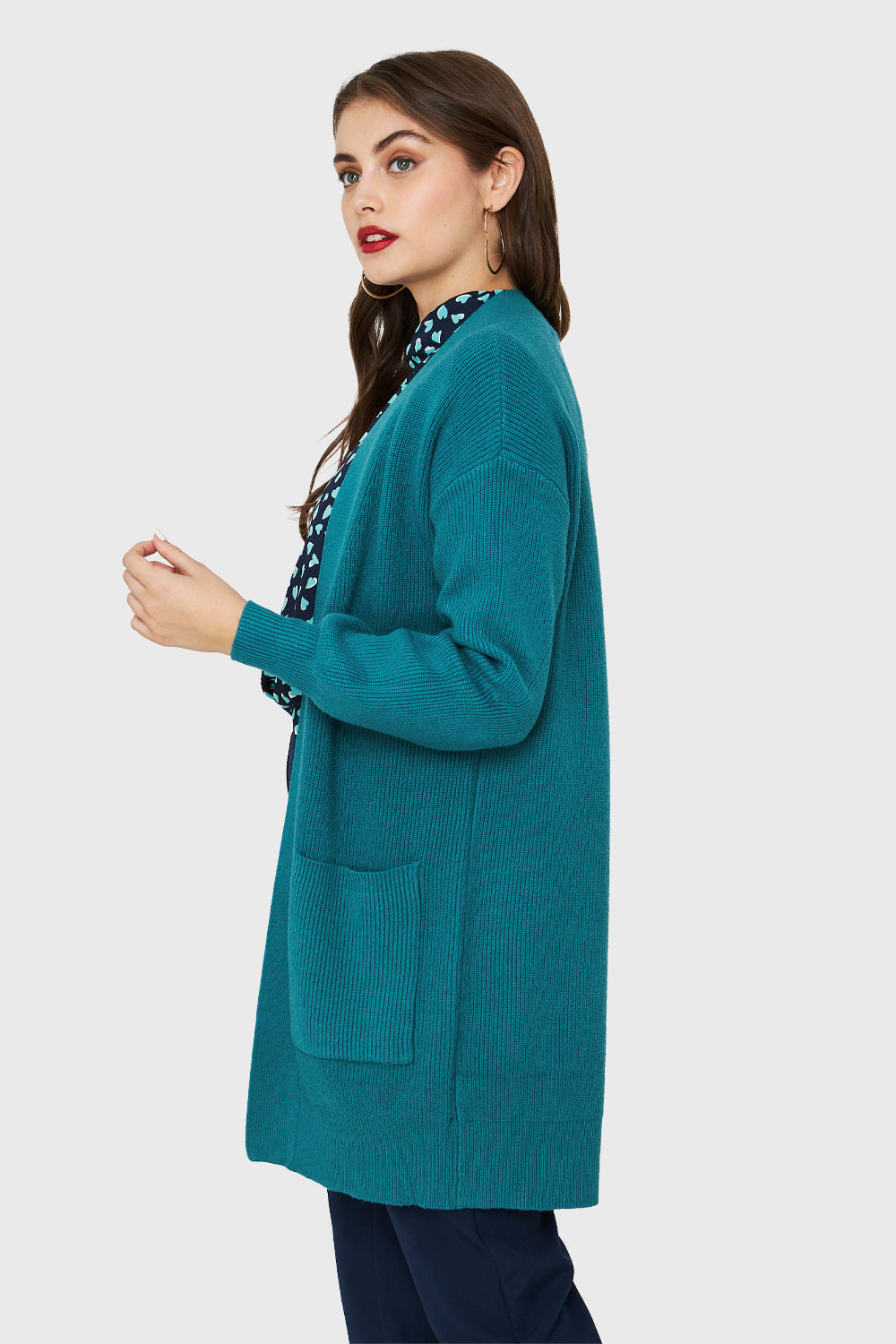 Cárdigan Bolsillos Azul Petróleo