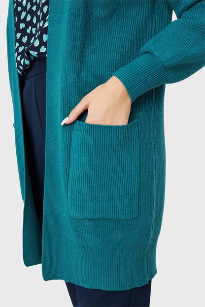 Cárdigan Bolsillos Azul Petróleo