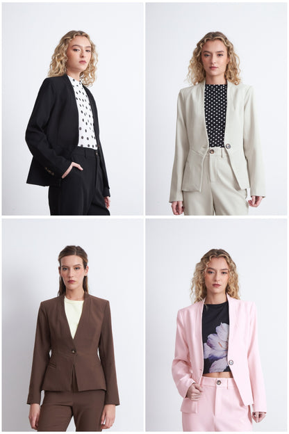 Blazer Básico Sastrero Rosado