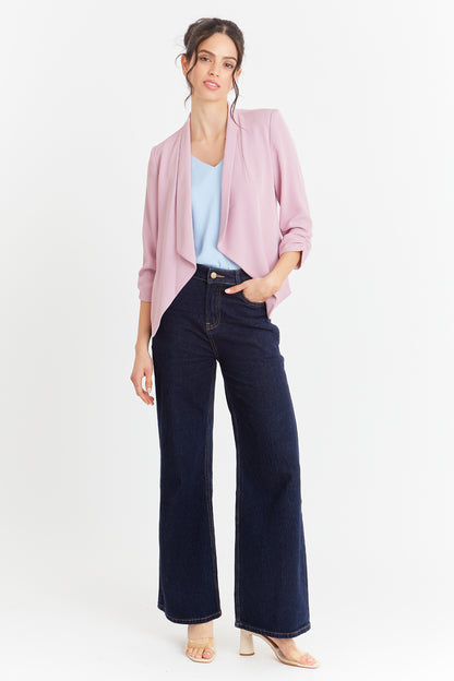 Blazer Manga Detalle DrapeadoRosado