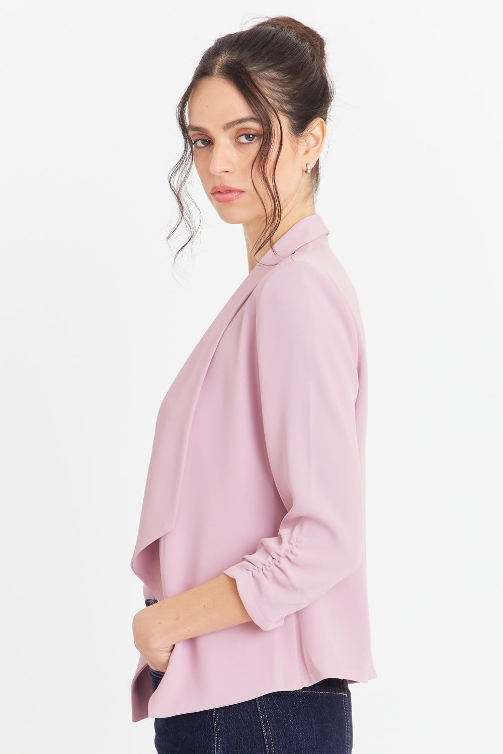 Blazer Manga Detalle DrapeadoRosado