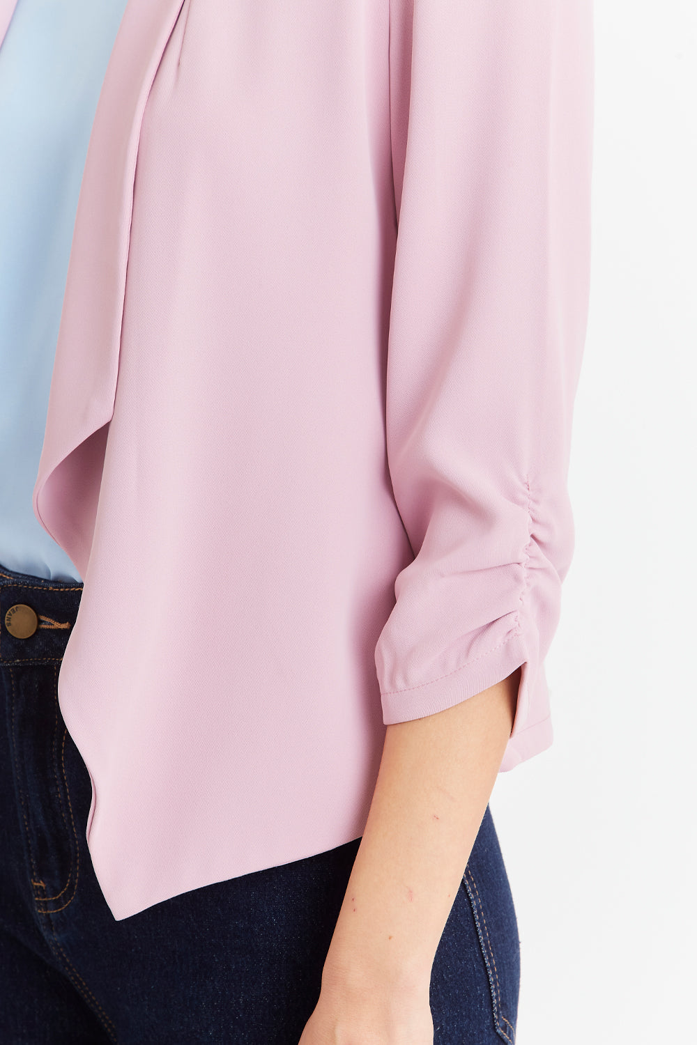 Blazer Manga Detalle DrapeadoRosado