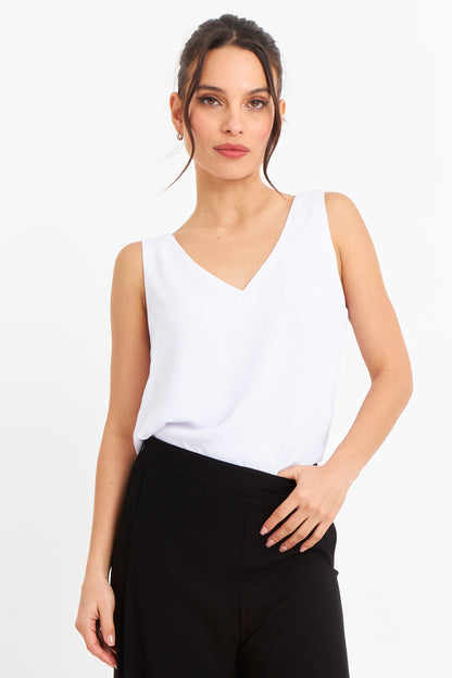 Blusa Básica Escote en V Blanco