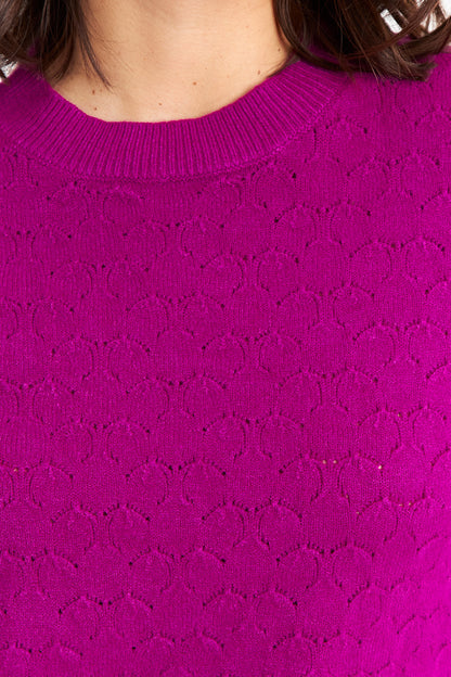 Sweater Básico Cuello Redondo Magenta