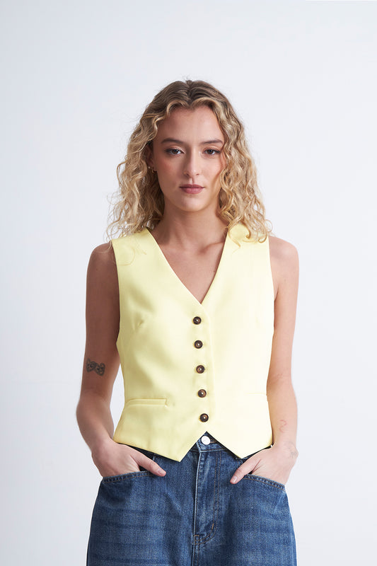 Gilet Básico Ajustable Amarillo Mantequilla
