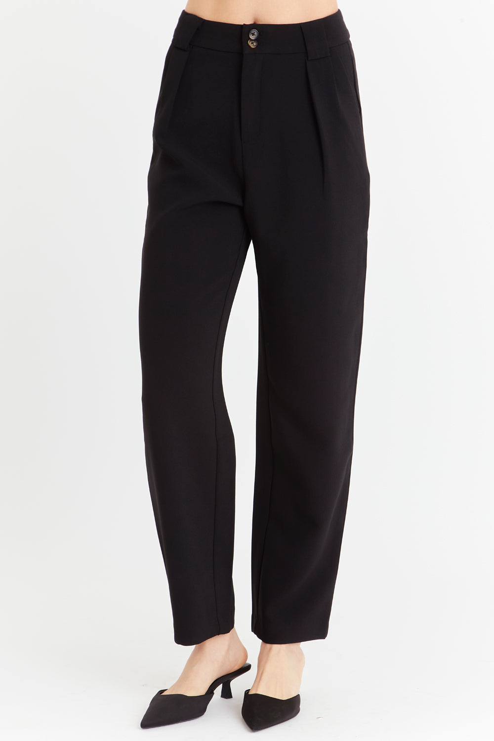 Pantalón Recto Con Pinzas Negro