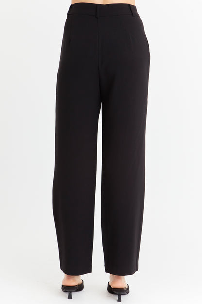 Pantalón Recto Con Pinzas Negro