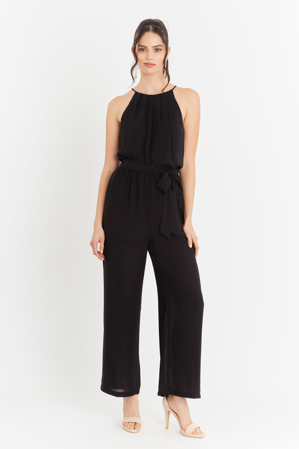 Enterito Halter Con Cinturón Lazo Negro