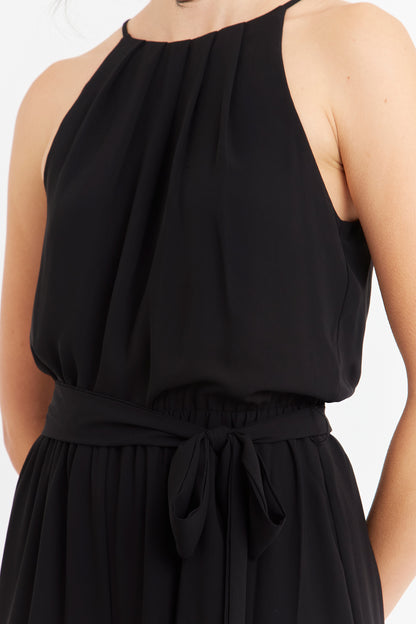 Enterito Halter Con Cinturón Lazo Negro