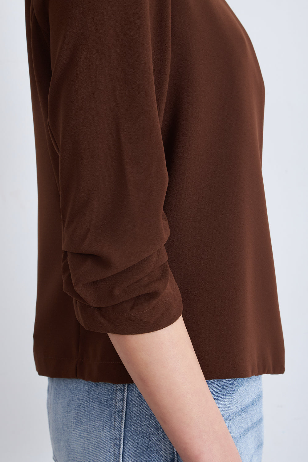 Blazer Cuello Sin Solapa Café