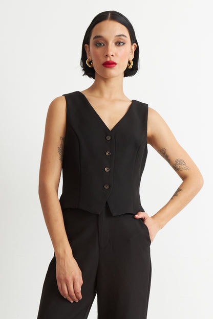 Gilet 4 Botones Negro