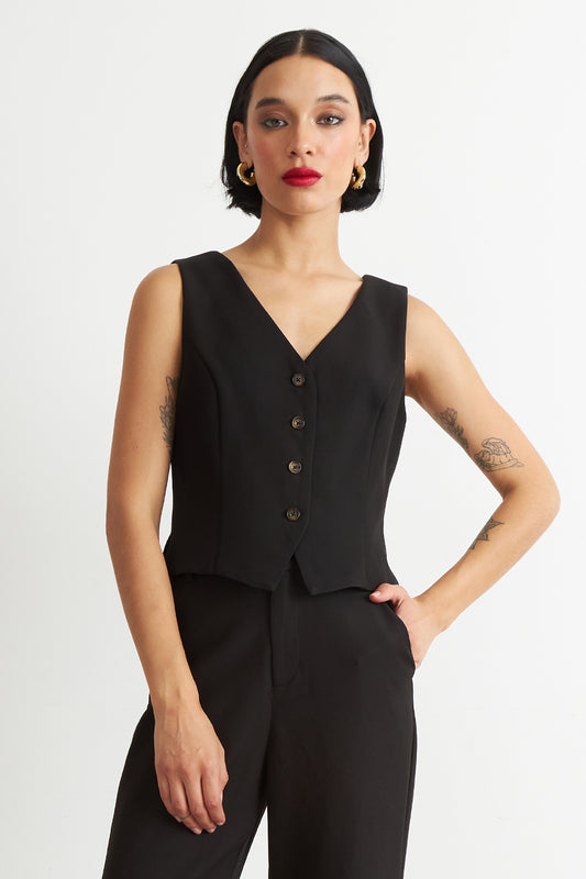 Gilet 4 Botones Negro