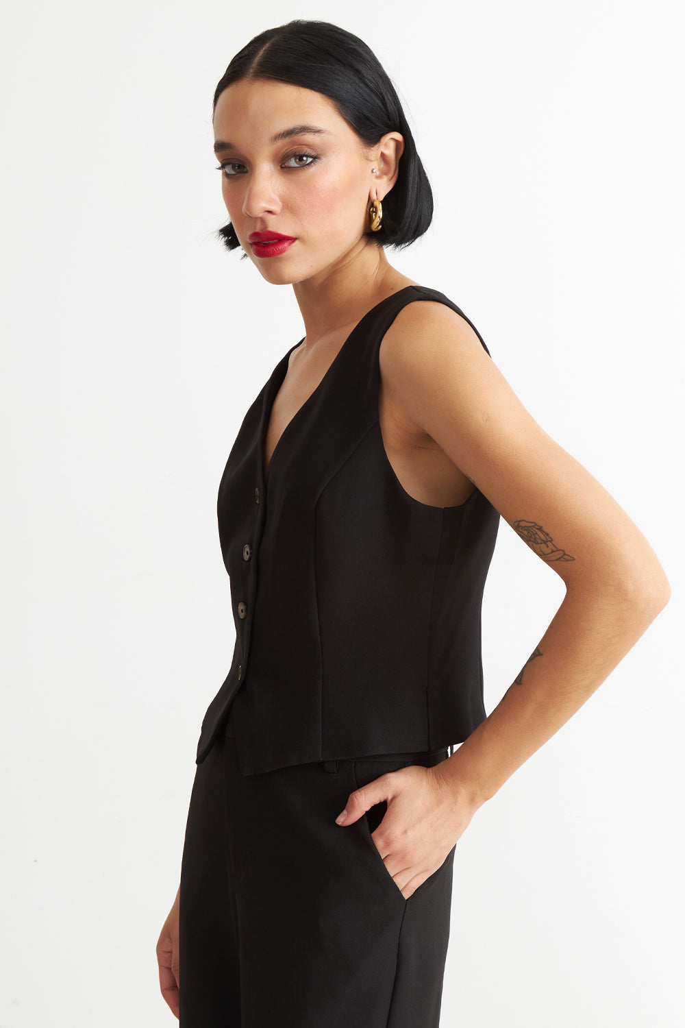 Gilet 4 Botones Negro