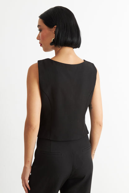 Gilet 4 Botones Negro