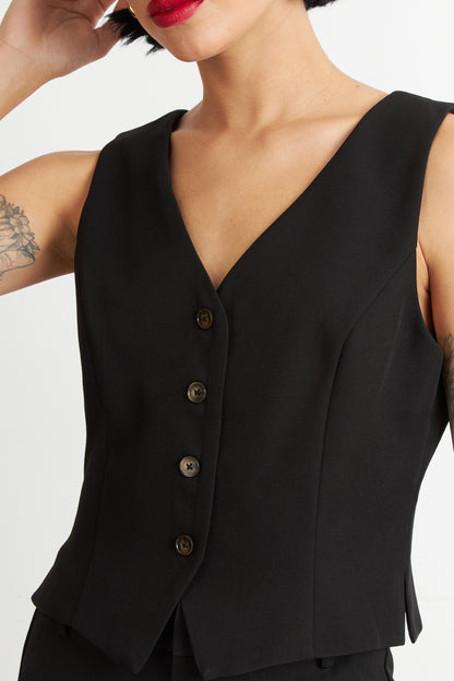 Gilet 4 Botones Negro