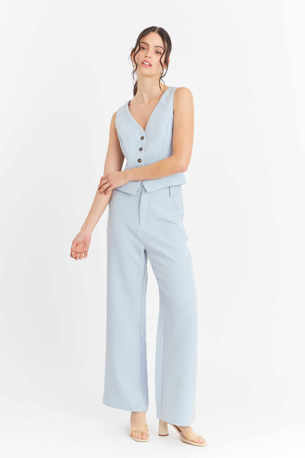 Gilet 4 Botones Celeste