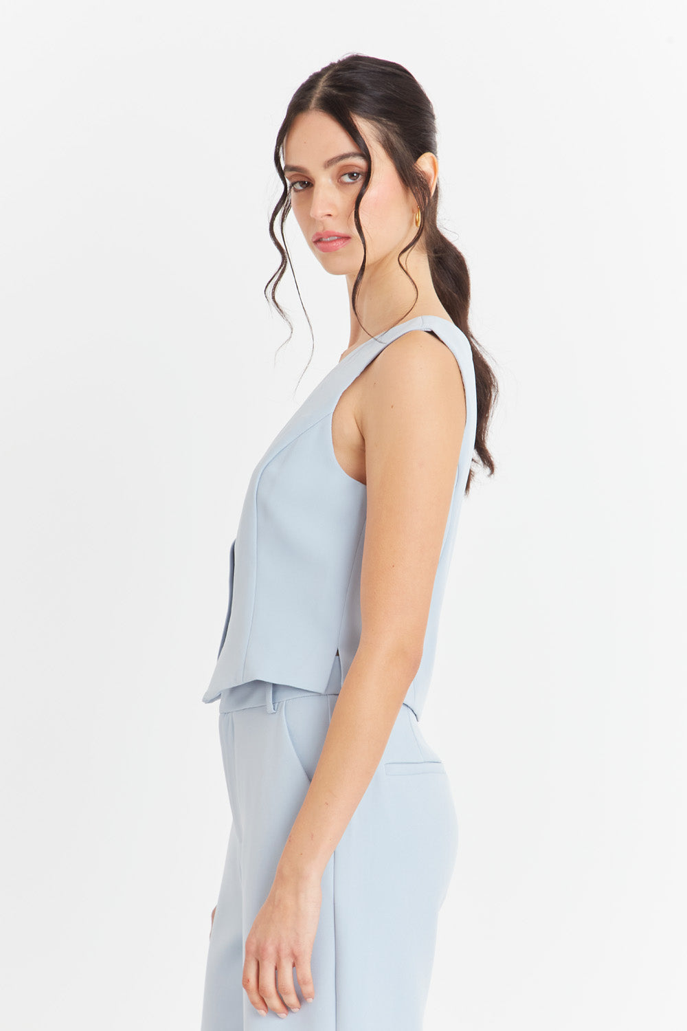 Gilet 4 Botones Celeste