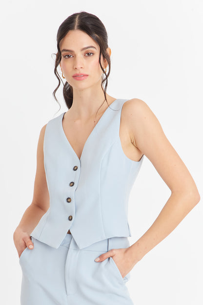 Gilet 4 Botones Celeste