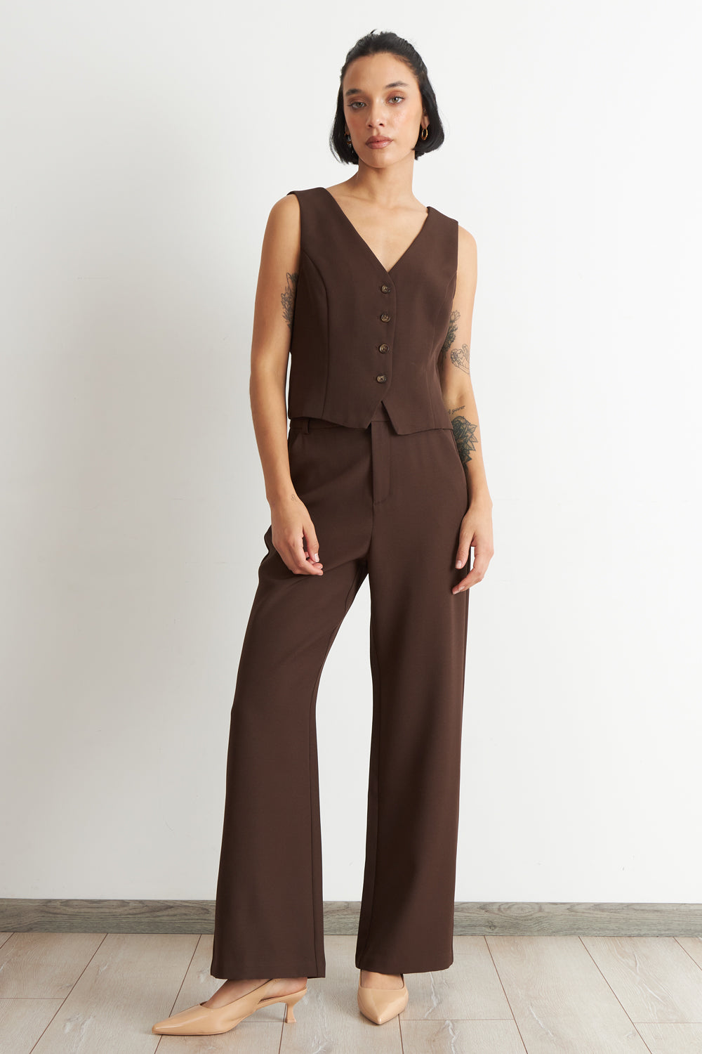 Gilet 4 Botones Café