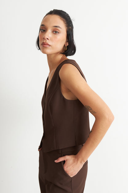 Gilet 4 Botones Café