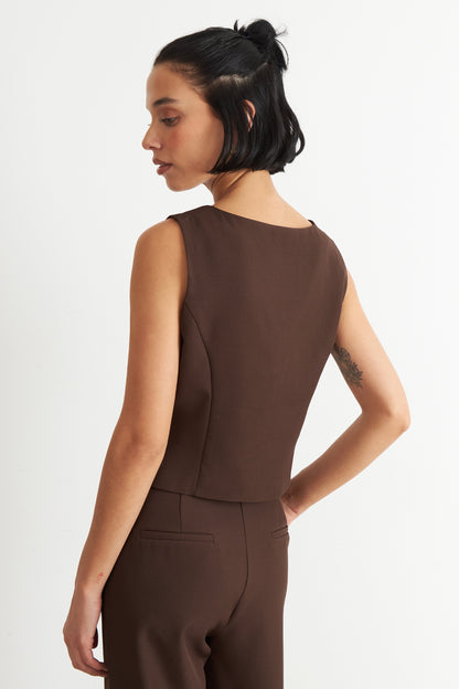 Gilet 4 Botones Café