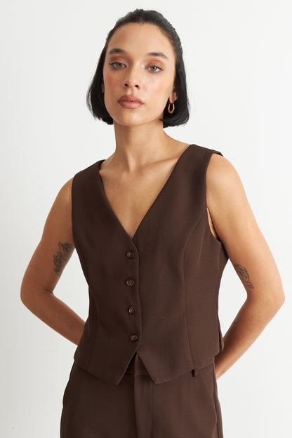 Gilet 4 Botones Café