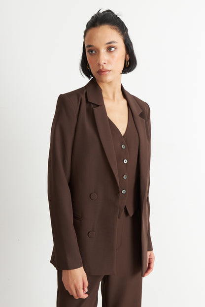 Blazer Básico de Tope Café