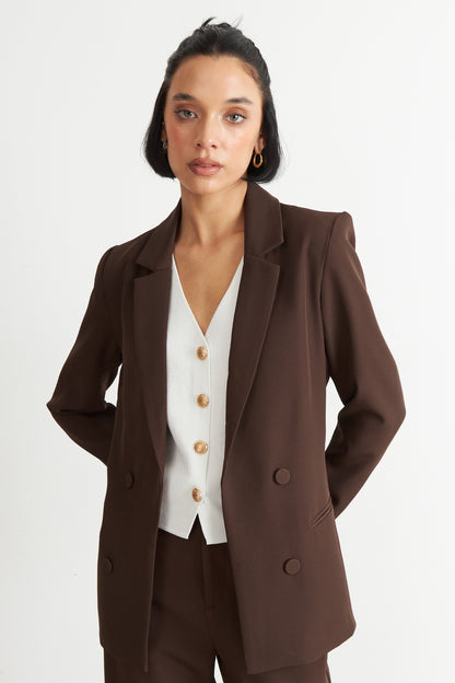 Blazer Básico de Tope Café