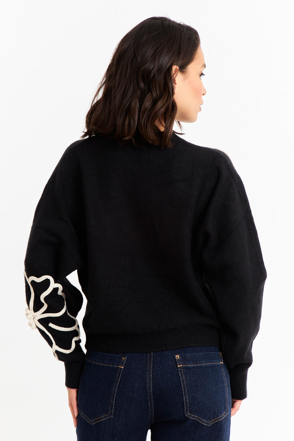 Sweater Diseño Flores Negro